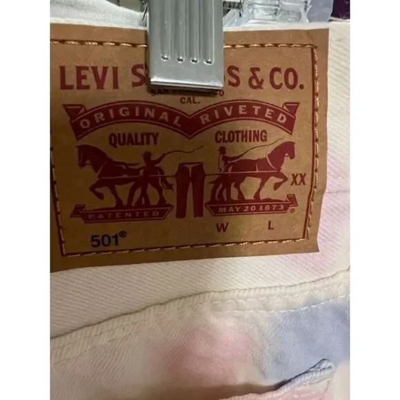 NEW Levi's 501 Jeans Womens Straight Leg White Tie Dye High Waisted Size 31x30 - Picture 14 of 14